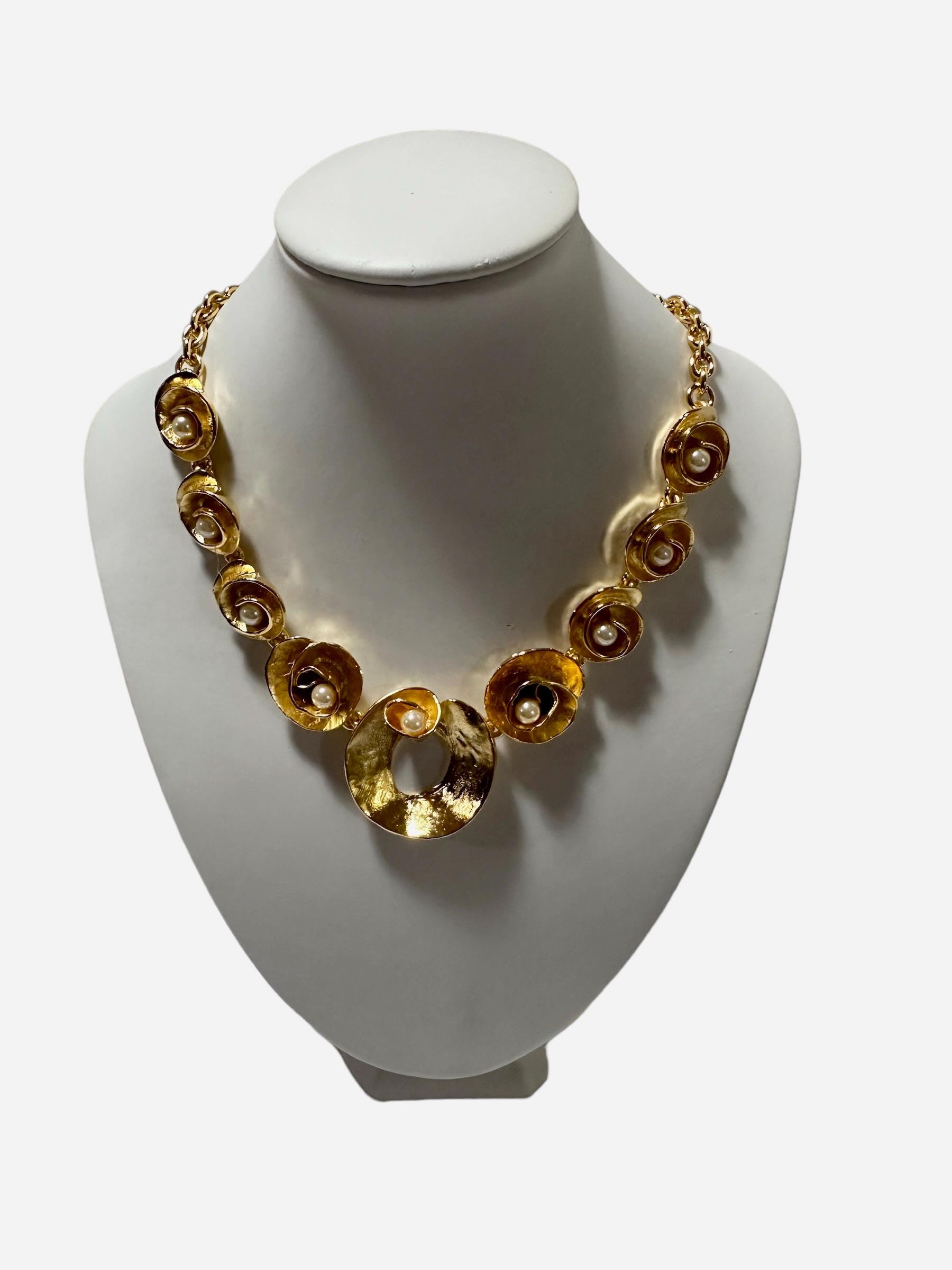 Vintage Beautiful Rose Gold Necklace With Cultura Pearls, 16
