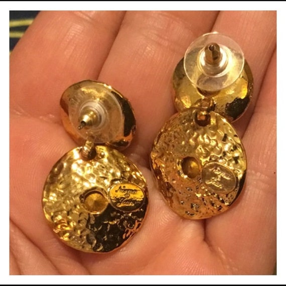 original, double, drop gold finish, pierced earri… - image 4