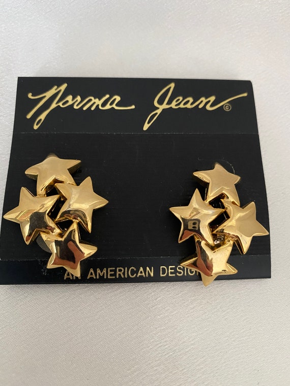 Norma Jean Designs Vintage clip gold star earring… - image 2