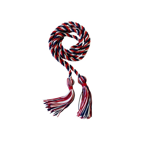 Red/White/Navy Blue Honor Cord - Triple INTERTWINED Color Combination Honor Cords