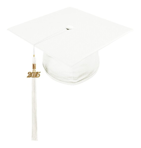 Matte White Graduation Cap and Tassel 