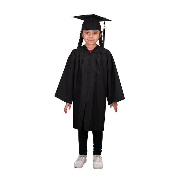 Matte Black Child Graduation Cap, Gown and Tassel