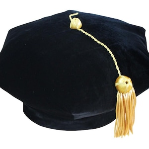6 Sided Doctoral Tam with Gold Bullion Tassel