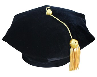 6 Sided Doctoral Tam with Gold Bullion Tassel