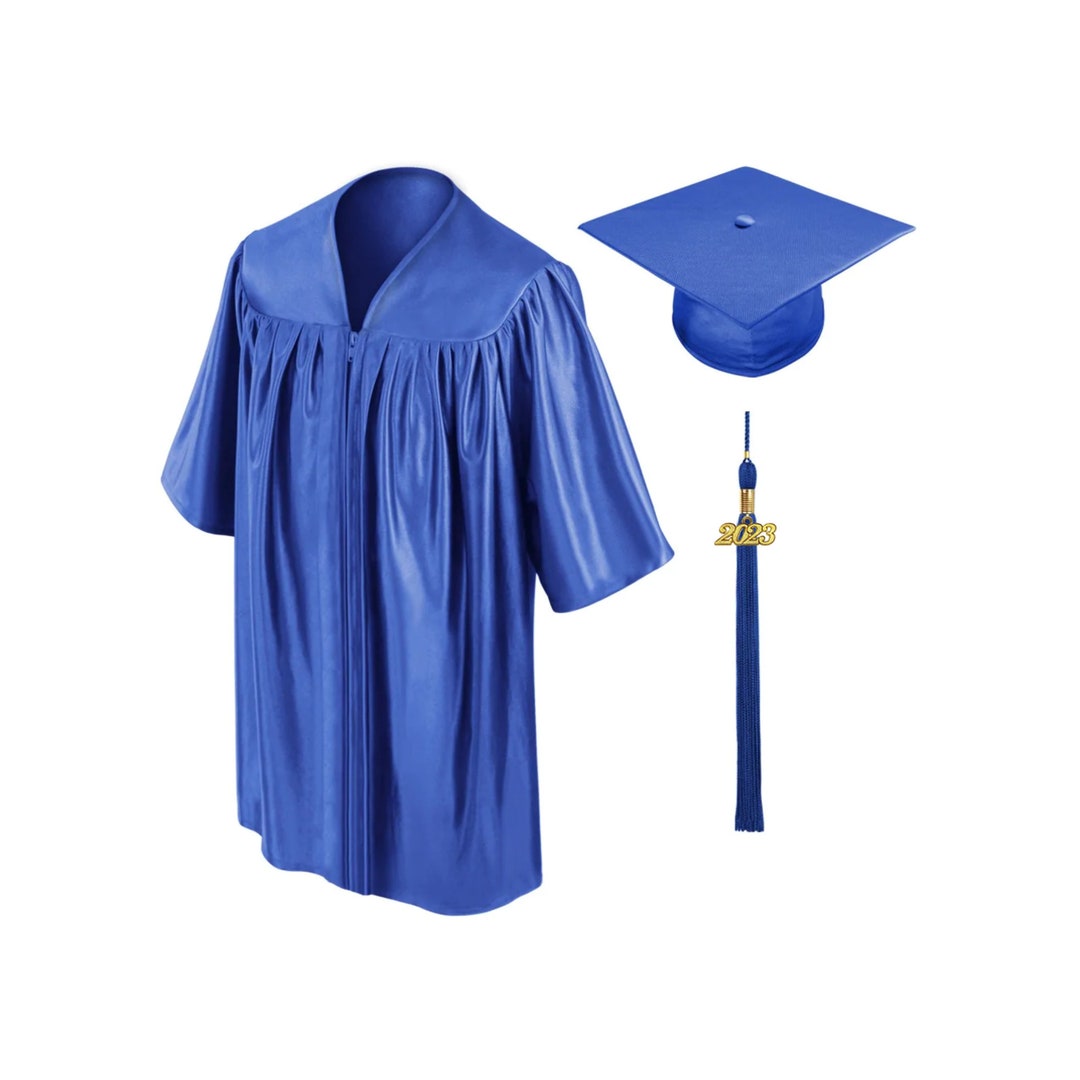 Shiny Royal Blue Child Graduation Cap, Gown and Tassel - Etsy