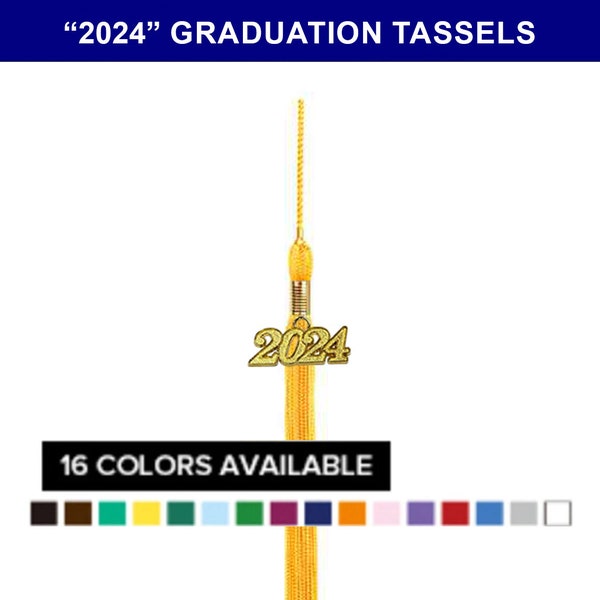 Single Color Graduation Tassel with 2024 Year Date Drop - All Single Colors Available