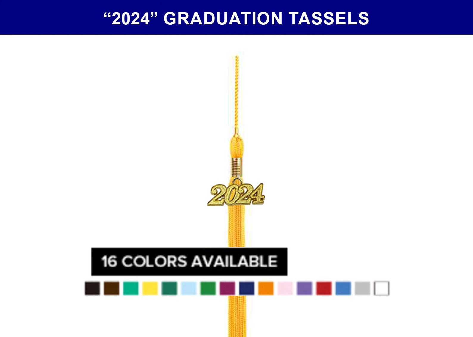 Single Color Graduation Tassel With 2024 Year Date Drop All Single