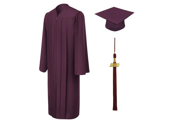 Class Act Graduation Adult Unisex Matte Graduation Cap and Gown with Tassel  and Gold Charm, 6'3