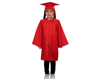Matte Red Child Graduation Cap, Gown and Tassel