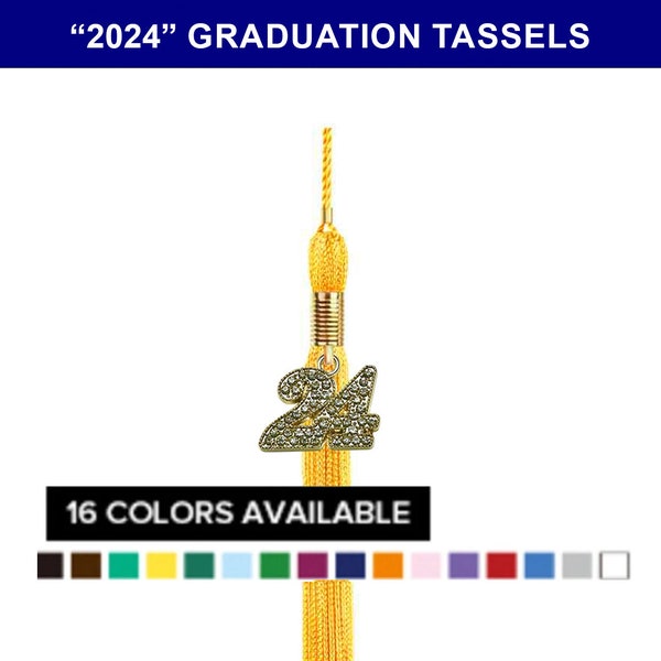 Single Color Graduation Tassel with 2024 Year Date Drop - All Single Colors Available