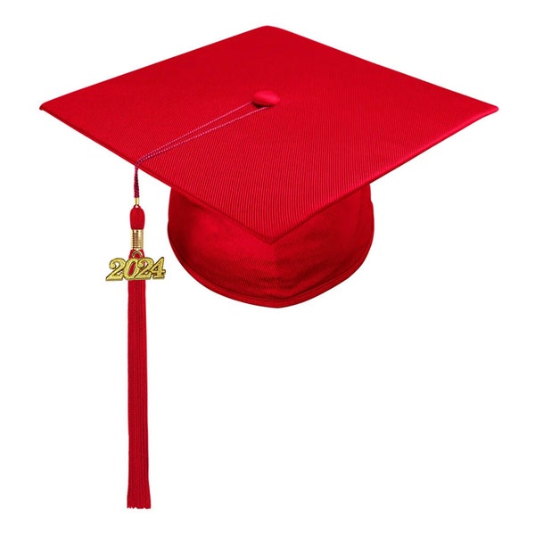 Shiny Red Graduation Cap and Tassel - All Tassel colors Available - Any year date drop