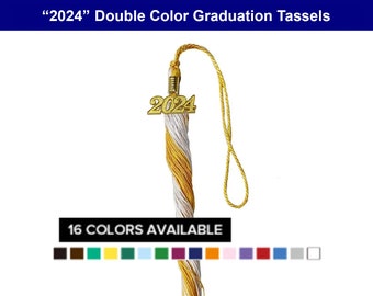 2024 Gota de fecha de año de borla de graduación de doble color - Todos los colores dobles disponibles