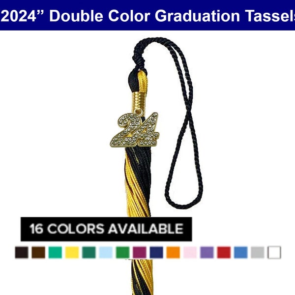 2024 Bling Double Color Graduation Tassel Year Date Drop - All Double Colors Available