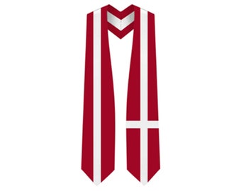 Denmark Graduation Stole - Denmark Flag Sash