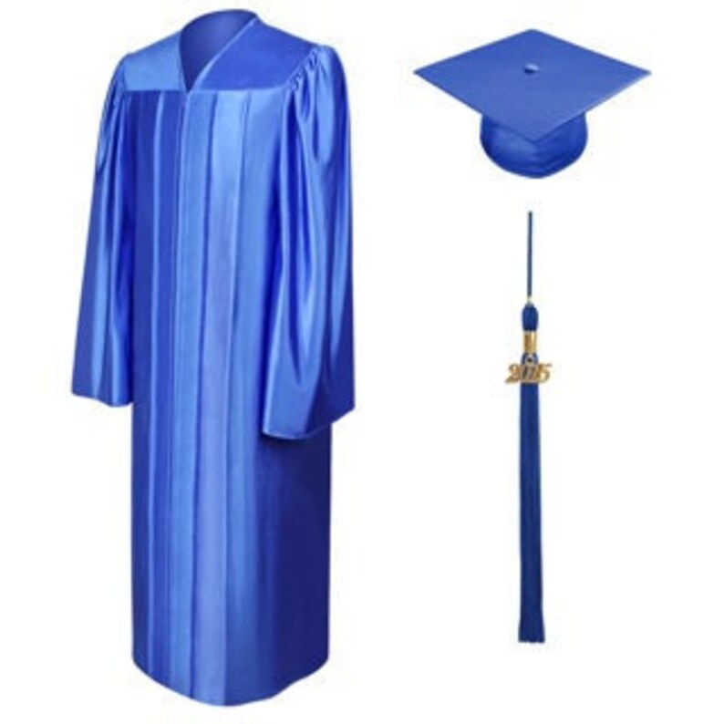 Shiny Royal Blue Graduation Cap Gown and Tassel - Etsy
