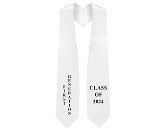 First Generation Stole Class of 2024 White Graduation Stole