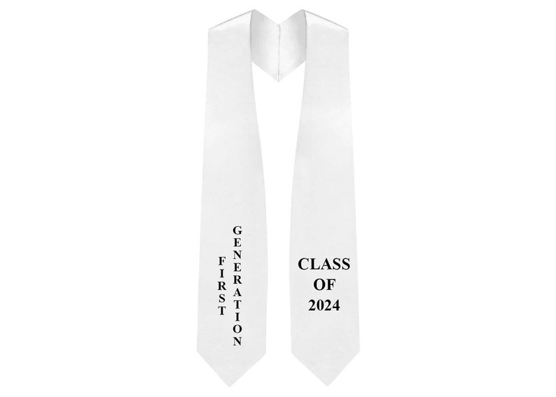 First Generation Stole Class of 2024 White Graduation Stole image 1