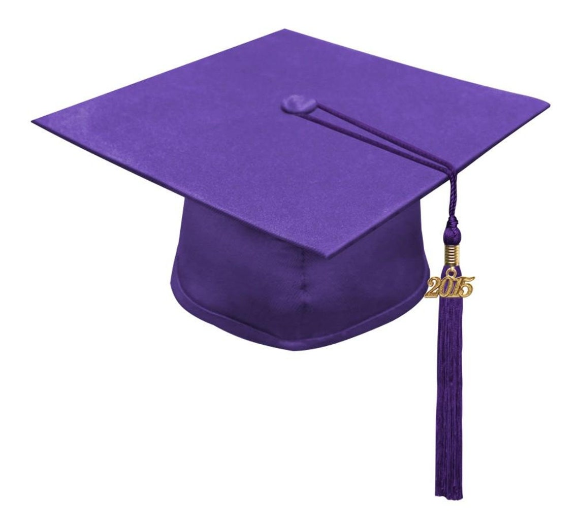 Matte Purple Graduation Cap and Tassel All Tassel Colors | Etsy