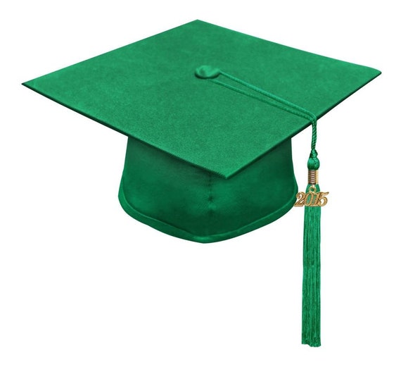 Matte Emerald Green Graduation Cap and 