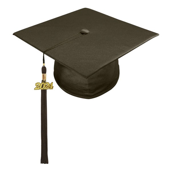 Shiny Brown Graduation Cap and Tassel - All Tassel colors Available - Any year