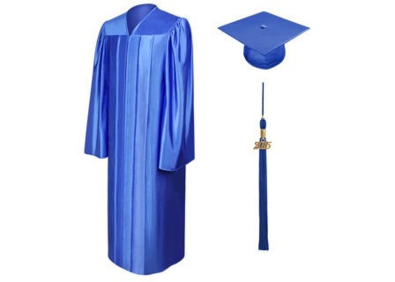 Shiny Royal Blue Graduation Cap Gown and Tassel Etsy