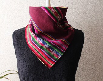 Andean aguayo scarf, ethnic Andean textile necklacaguayo scarf, winter gift