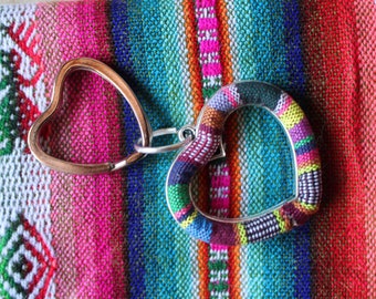 Ethnic textile keychain, Andean keychain, heart keychain, ideal gift