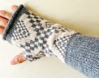 Alpaca wool mittens, wool gloves, knitted arm warmers, gift for her, Christmas gift