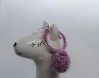 Pink Alpaca wool and sterling silver earrings, ethnic earrings, Andean earrings, woman gift, mask kit