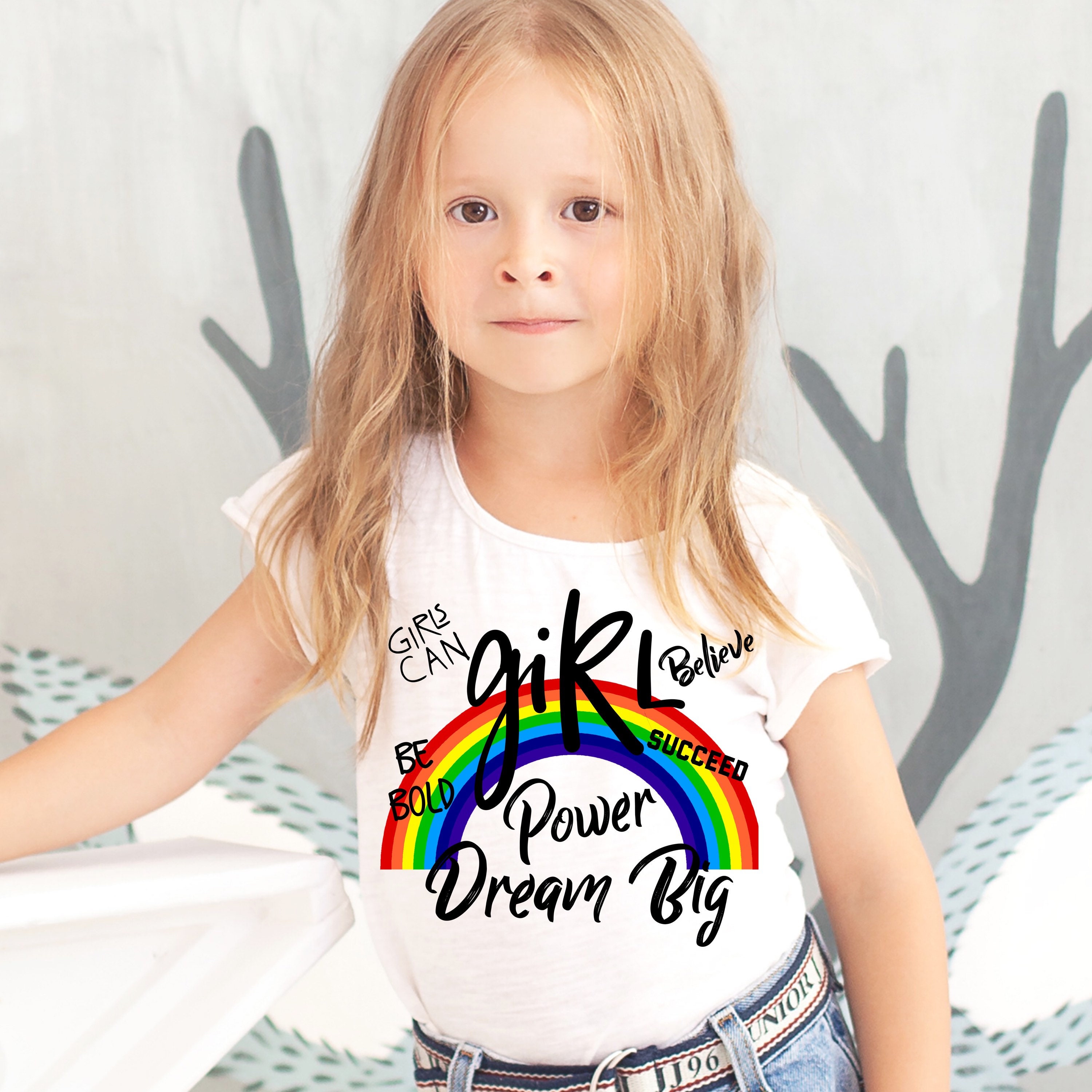 GIRL POWER Tshirt Girl Power Kids Tshirts Girl Power Rainbow Etsy UK