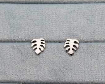 Sterling Silver Fern Leaf Studs - Symbol Stud Earrings -Butterfly Back 925 Earrings for Women -  Stacking Earrings Seconds