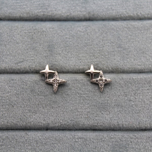 Sterling Silver Double Star Jewel Studs - Cutout Constellation Symbol Stud Earrings - Astrology 925 Earrings for Women Stacking Seconds