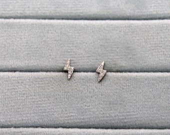Sterling Silber Blitz Juwel Ohrstecker - Symbol Stacking 925 Ohrringe für Frauen Sekunden Geschenk - Zierliche Kleine Piercings Nicht Anlaufen - Donner