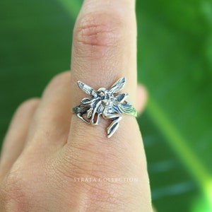 Sterling Silver Fairy Ring - Y2K Dainty Women&#39;s Body Figure 925 Silver Rings for Women - Statement Ethereal Stacking Ring - Cottage Core