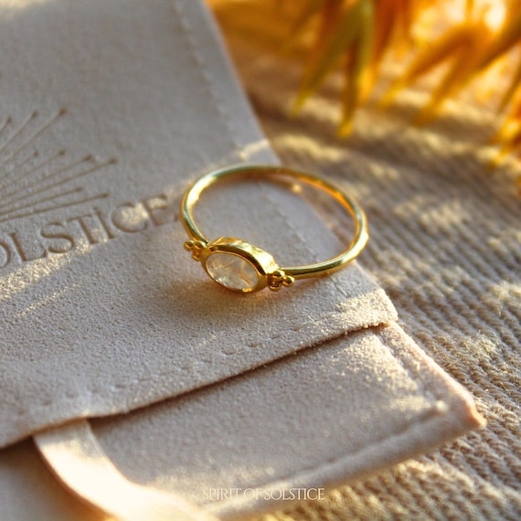 Gold Vermeil Mondstein Oval Ring Gold 925 Sterling Silber Ringe