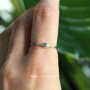 Sterling Silver Eye Ring - Thin Dainty Stacking 925 Silver Rings for Women - Small Tribal Band Evil Eye of Horus - Indie Y2K Edgy Gift Ring