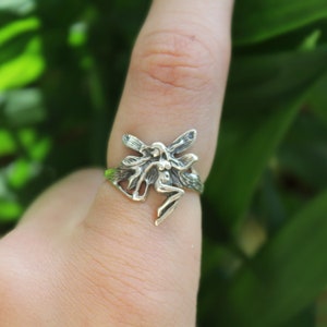 Sterling Silver Fairy Ring - Y2K Dainty Women's Body Figure 925 Silver Rings for Women - Statement Ethereal Stacking Ring - Cottage Core