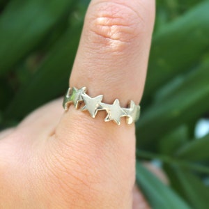 Sterling Silver Star Band Ring - Multi Astrology 925 Sterling Silver Rings for Women - Zodiac Stacking Delicate Band Statement Indie Ring