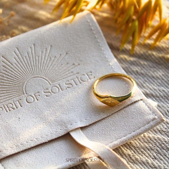 Gold Vermeil Diamond Star Signet Ring Gold 925 Sterling Silver