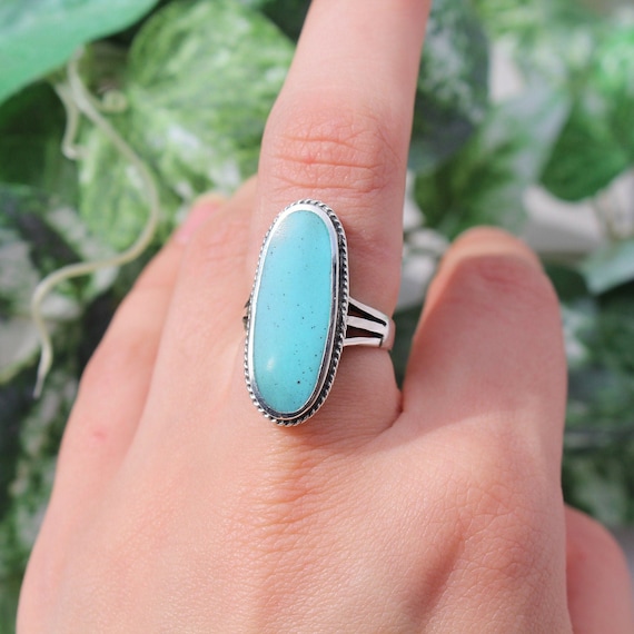 Sterling Silver Turquoise Large Oval Statement Ring