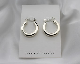 Sterling Silver Hollow Hinge Hoop - 2.8cm hoop 925 sterling silver earring - earrings for women -vintage hoop - y2k dainty hoops