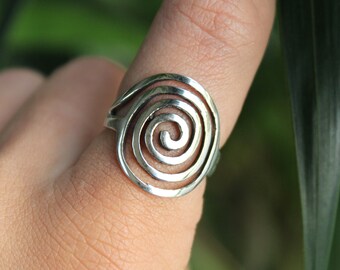 Sterling Silver Spiral Ring - Dainty Wave 925 Rings for Women - Funky Wave Abstract - Tarnish Free Gift Plain Everyday Statement Stacking