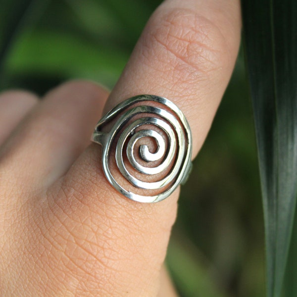 Sterling Silver Spiral Ring - Dainty Wave 925 Rings for Women - Funky Wave Abstract - Tarnish Free Gift Plain Everyday Statement Stacking