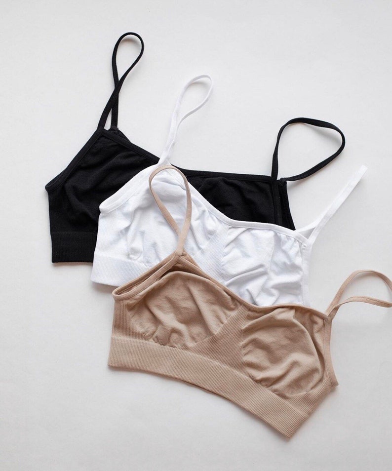 Set of 3 Seamless BraletteThin Straps Yoga TopLingerie womenYoga BraSissy BraSeamless lingerie