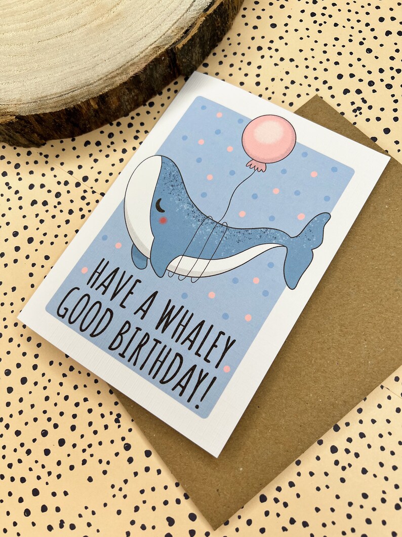 Whale Pun Birthday Card // Whaley Good Birthday Handmade - Etsy UK