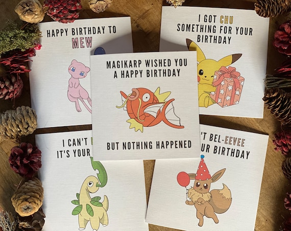 Pokemon Birthday Cards // Pokemon Puns Handmade Blank - Etsy UK