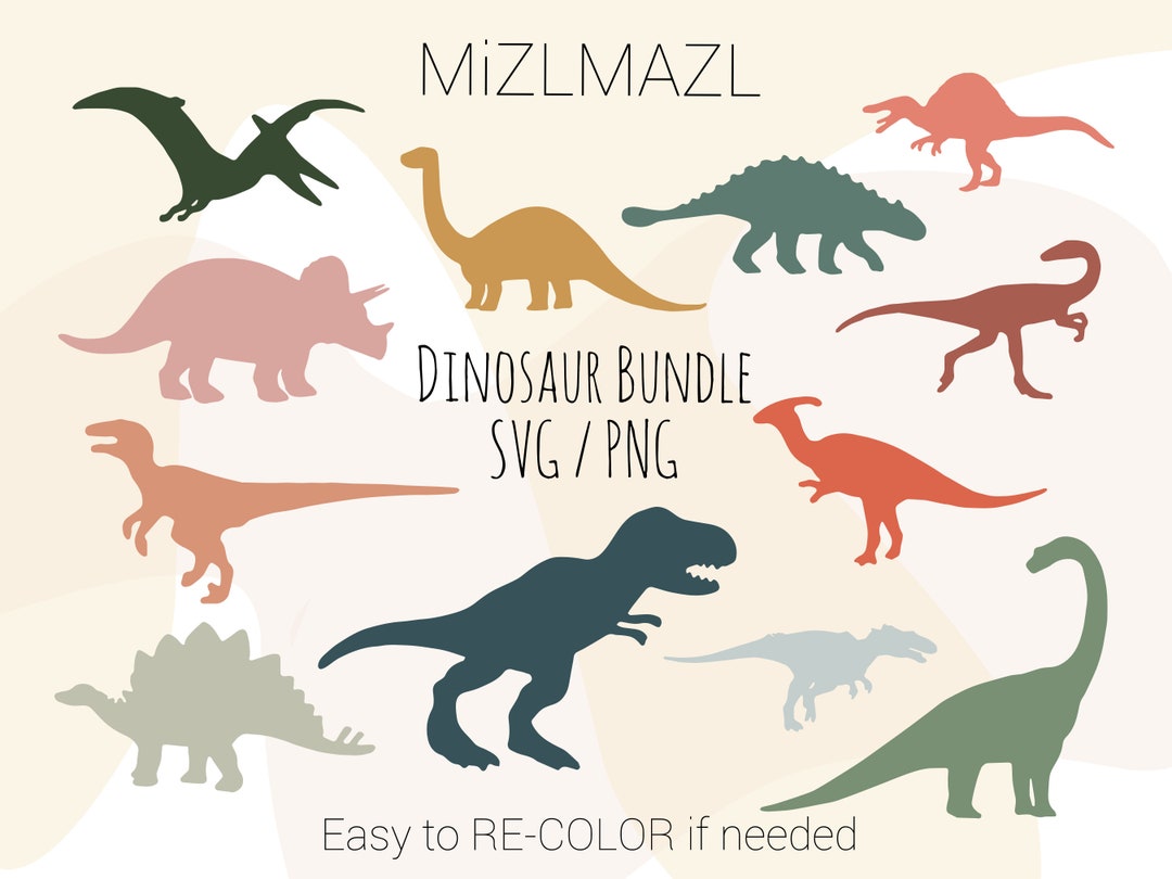Dinosaur Bundle SVG PNG Hand Drawn Vector Clip Art Printable - Etsy