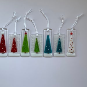 Fused Glass Tall Trees Christmas Decoration- Handmade