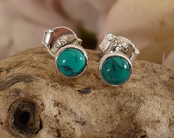 Turquoise Silver Stud Earrings, Silver Stud Earrings, Gift for Her, Gemstone Earrings, Gift Box