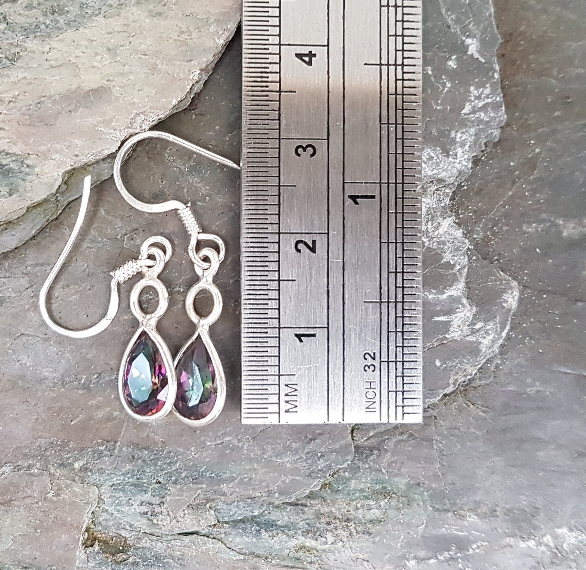 Mystic Topaz Inverted Teardrop Pendant | Exotic India Art